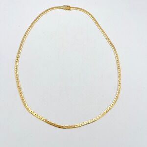 Vintage 14K Yellow Gold Flat C Link Chain Necklace 18.5 Inch 4mm 18.74g
